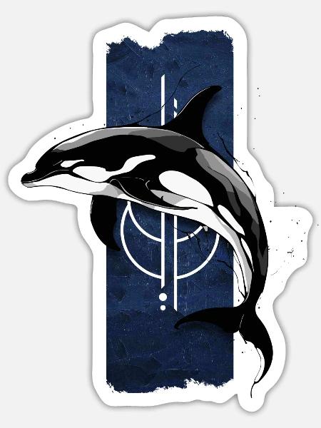 Ocean Monarch: Majestätischer Schwertwal - Sticker Größe S (10 x 10 cm) - Mattweiß