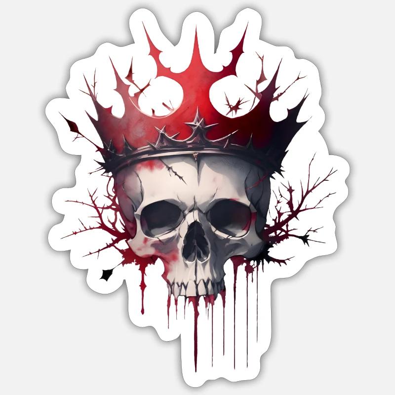 Crâne de roi - Sticker taille S (10 x 10 cm) - blanc mat