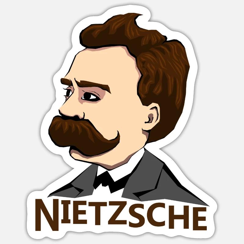 Nietzsche - Sticker taille S (10 x 10 cm) - blanc mat