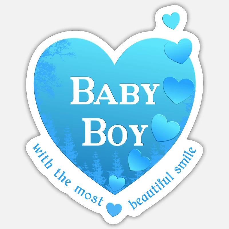 Junge Geburt - Sticker Größe S (10 x 10 cm) - Mattweiß