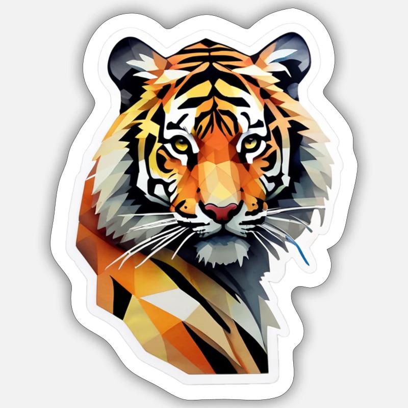 Polygone de tigre - Sticker taille S (10 x 10 cm) - blanc mat
