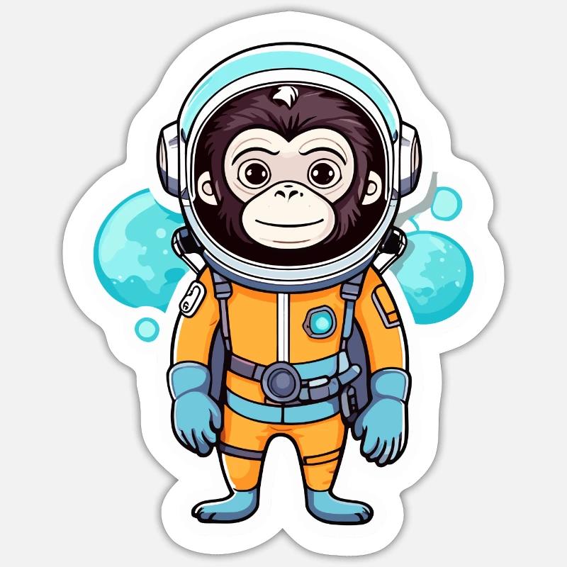Monkey Astronaut Illustration - Sticker size S (10 x 10 cm) - white matte