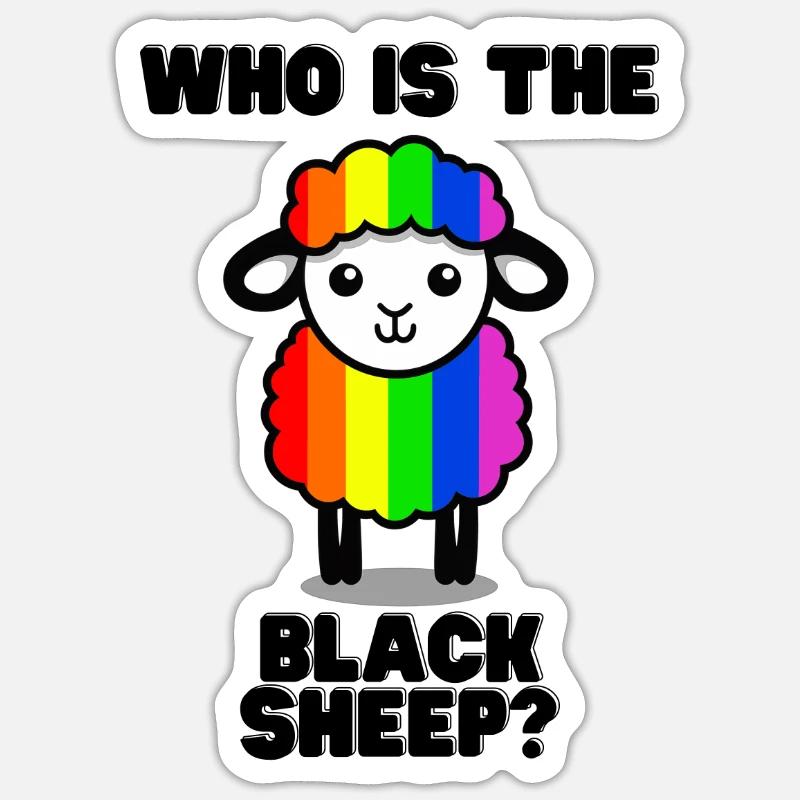 Hvem er det sorte får LGBTQ Pride - Sticker størrelse S (10 x 10 cm) - mat hvid