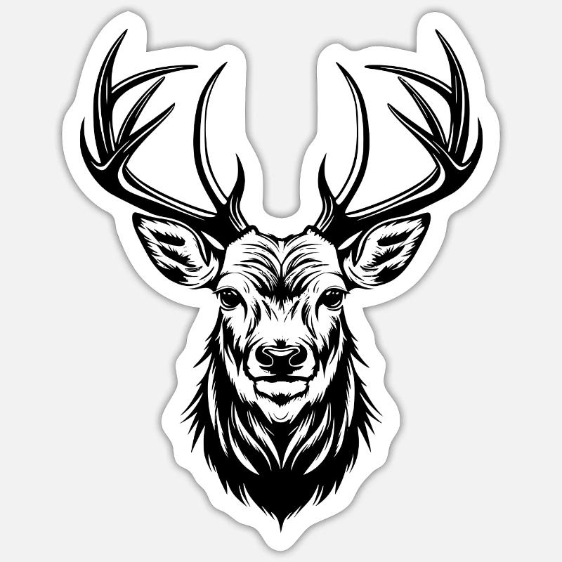 Hirsch - Sticker Größe S (10 x 10 cm) - Mattweiß