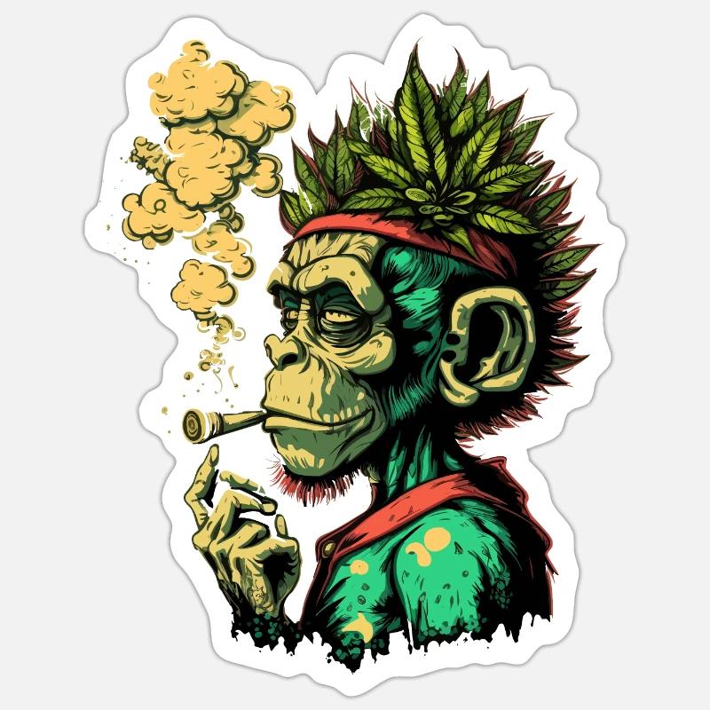 Unkraut-Kopf-Affe Sticker Größe S (10 x 10 cm)