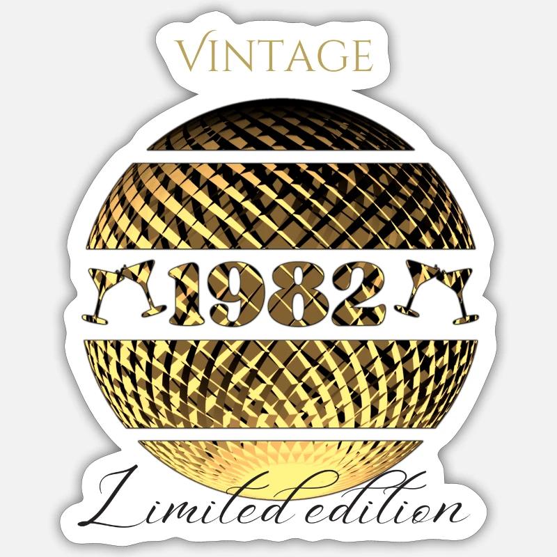 Millésime 1982 édition limitée 42e anniversaire or Sticker taille S (10 x 10 cm)