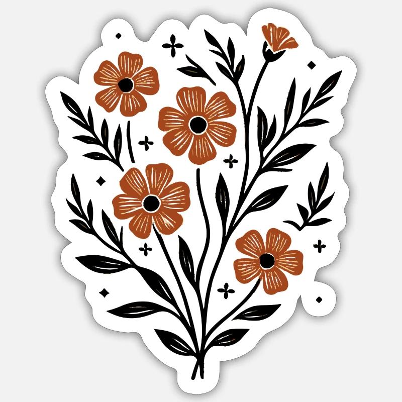 Hand Drawn Floral Pattern Sticker size S (10 x 10 cm)