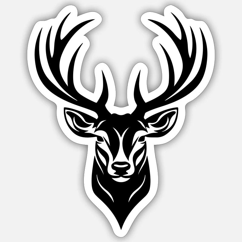 Tête de cerf - Sticker taille S (10 x 10 cm) - blanc mat