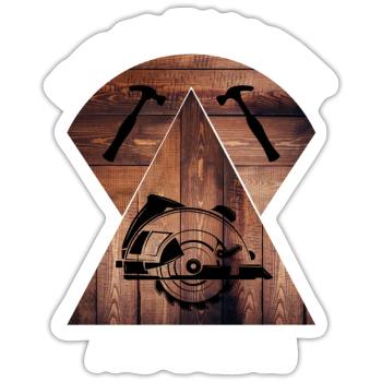 Charpentier, charpentier, charpentier, charpentier, artisan, bois - Sticker taille S (10 x 10 cm) - blanc mat - Devant