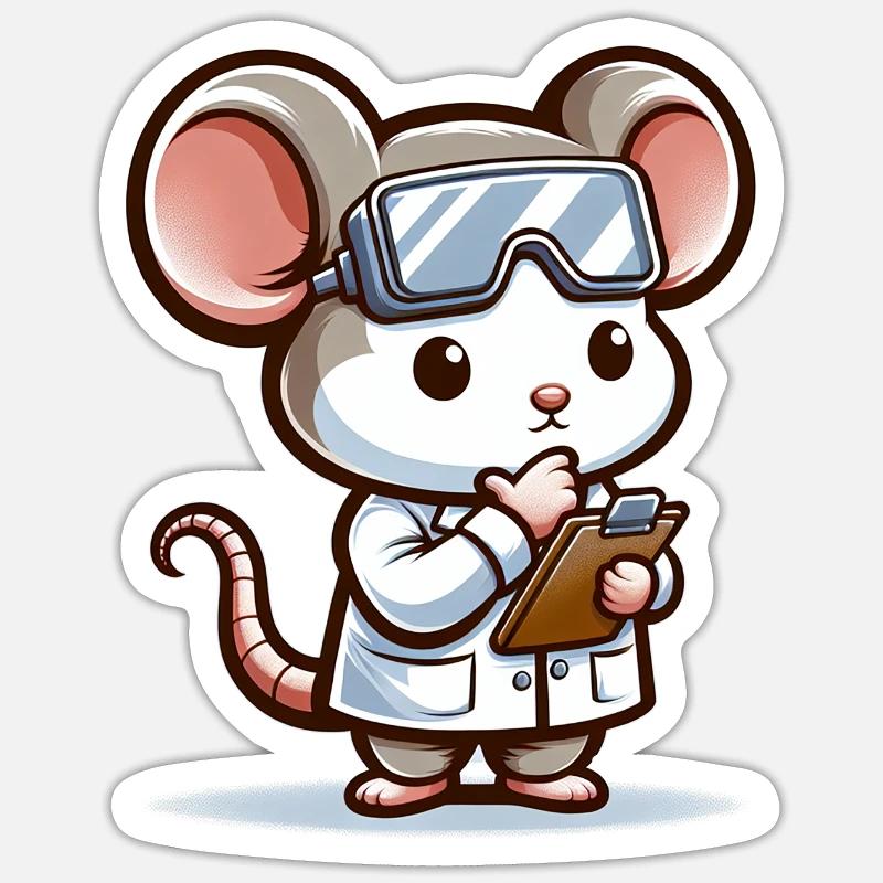 Cute Mouse Scientist Sticker Größe S (10 x 10 cm)