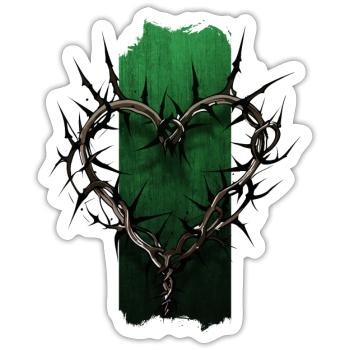 Thorned Devotion: Heart-Shaped Thorn Branch - Sticker size S (10 x 10 cm) - white matte - Front