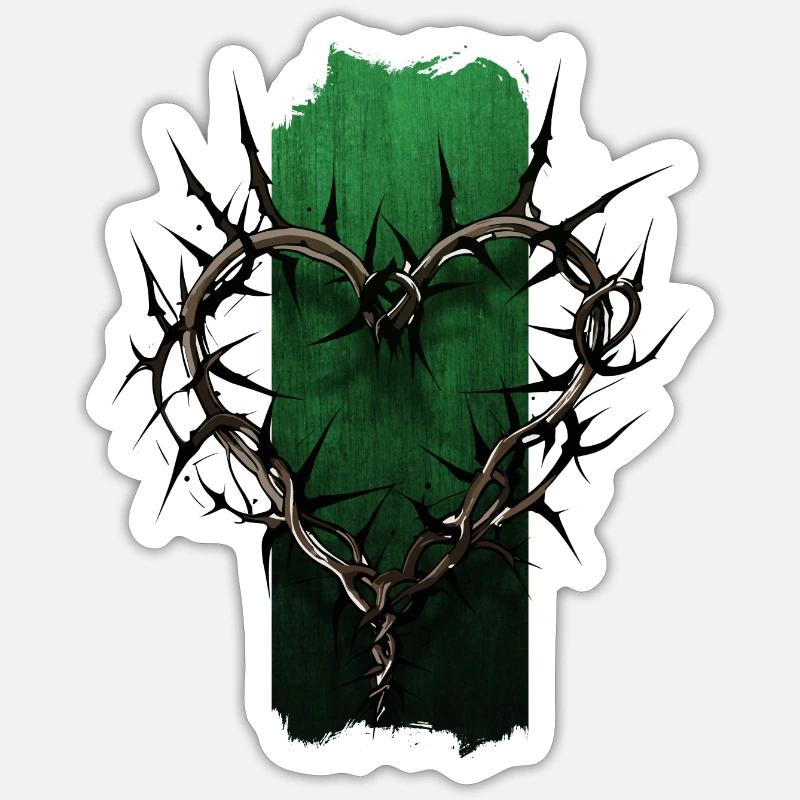 Dornenhingabe: Herzförmiger Dornenzweig Sticker Größe S (10 x 10 cm)