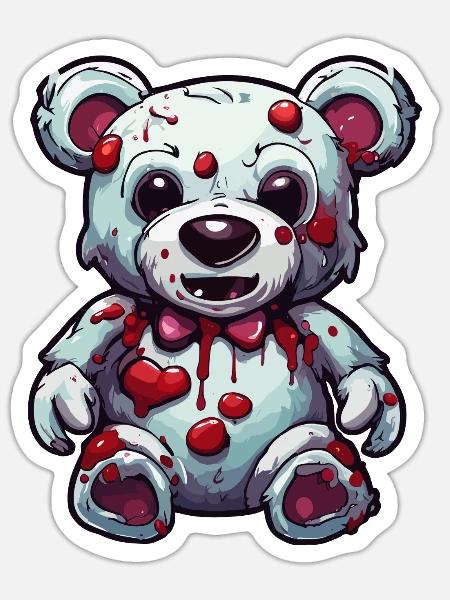 Teddybär / Kuscheltier / Stofftier / Geschenkidee - Sticker Größe S (10 x 10 cm) - Mattweiß