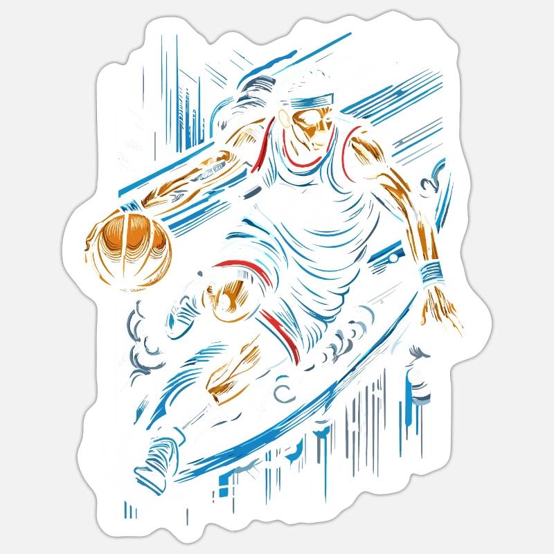 Basketteur - Sticker taille S (10 x 10 cm) - blanc mat