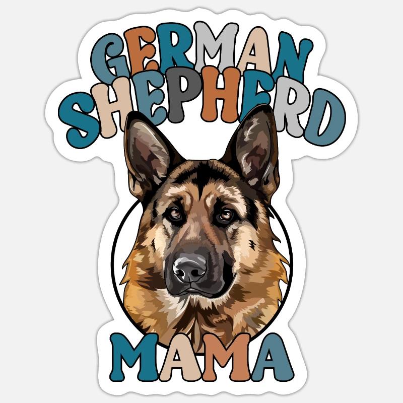 German Shepherd Mama Hunde Hund Muttertag Wilsigns - Sticker Größe S (10 x 10 cm) - Mattweiß