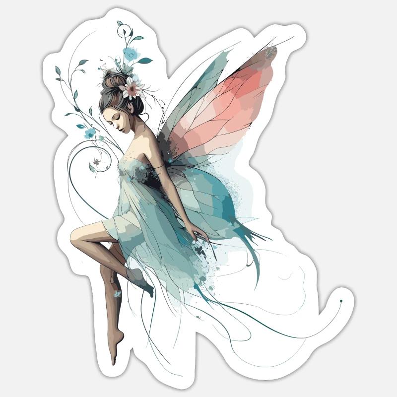 Fée fée monde cadeau - Sticker taille S (10 x 10 cm) - blanc mat