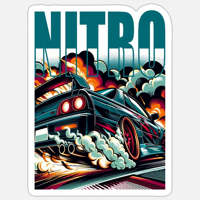 NITRO Drift Car - Sticker Größe S (10 x 10 cm) - Mattweiß