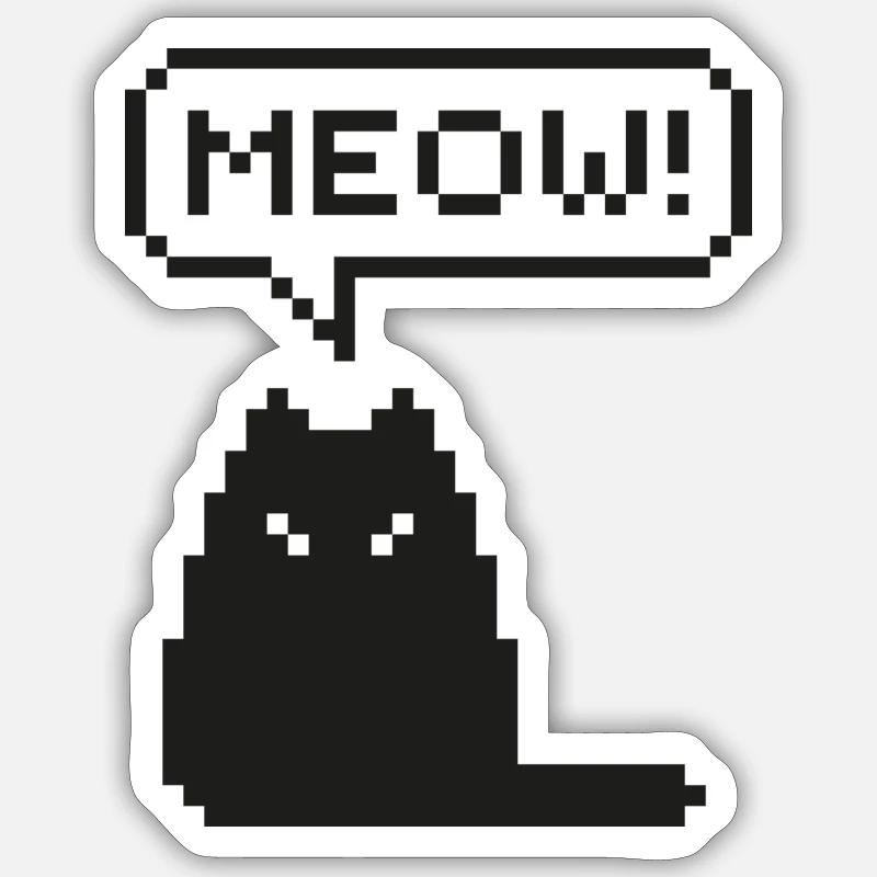 PIXEL CAT - Sticker taille S (10 x 10 cm) - blanc mat
