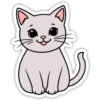 gray kitten - Sticker size S (10 x 10 cm) - white matte - Front