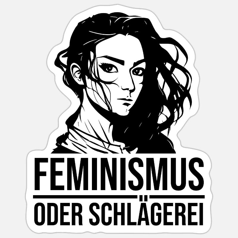 Feminismus oder Schlägerei Sticker Größe S (10 x 10 cm)