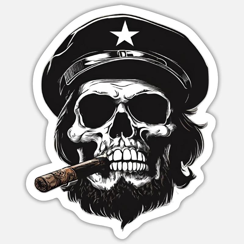 Che Schädel - Sticker Größe S (10 x 10 cm) - Mattweiß