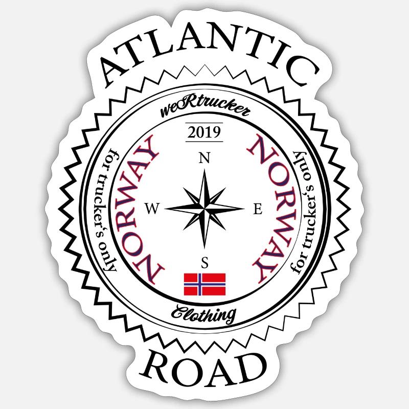 Atlantic Road black - Sticker size S (10 x 10 cm) - white matte