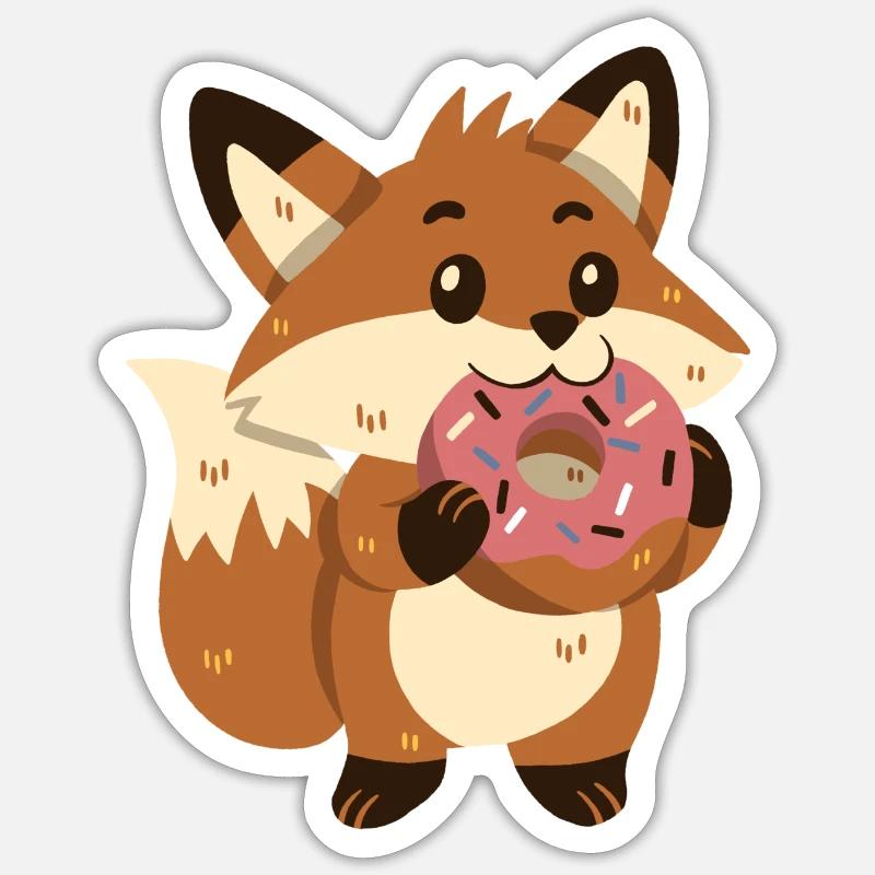 Fox with donut - Sticker size S (10 x 10 cm) - white matte