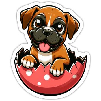 Colorful Boxer Dog Easter Egg Hatch Design - Sticker size S (10 x 10 cm) - white matte - Front