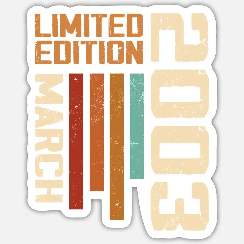 Mars 2003 Anniversaire 2003 Retro 2003 Mars - Sticker taille S (10 x 10 cm) - blanc mat