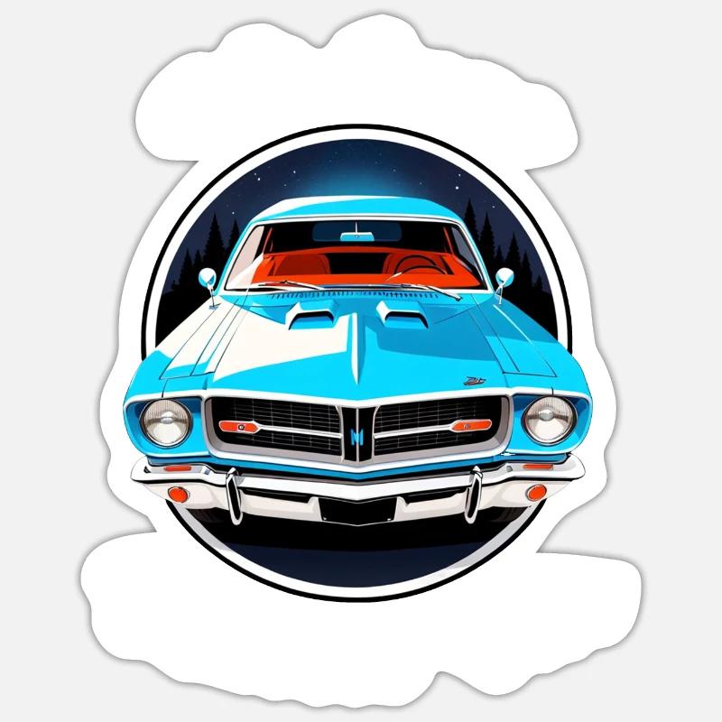 Oldtimer Sonnenuntergang - Sticker Größe S (10 x 10 cm) - Mattweiß