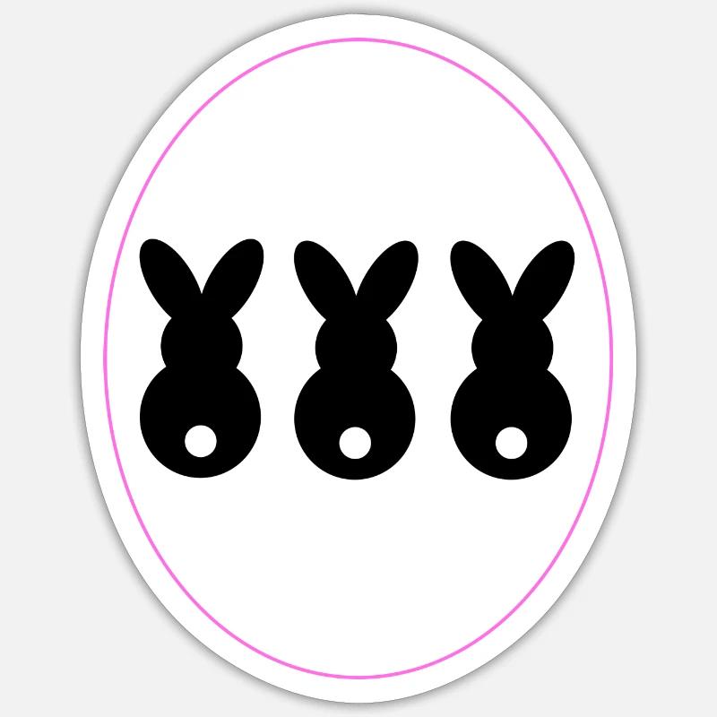 3 Bunny in Egg Plain Shadow Sticker size S (10 x 10 cm)
