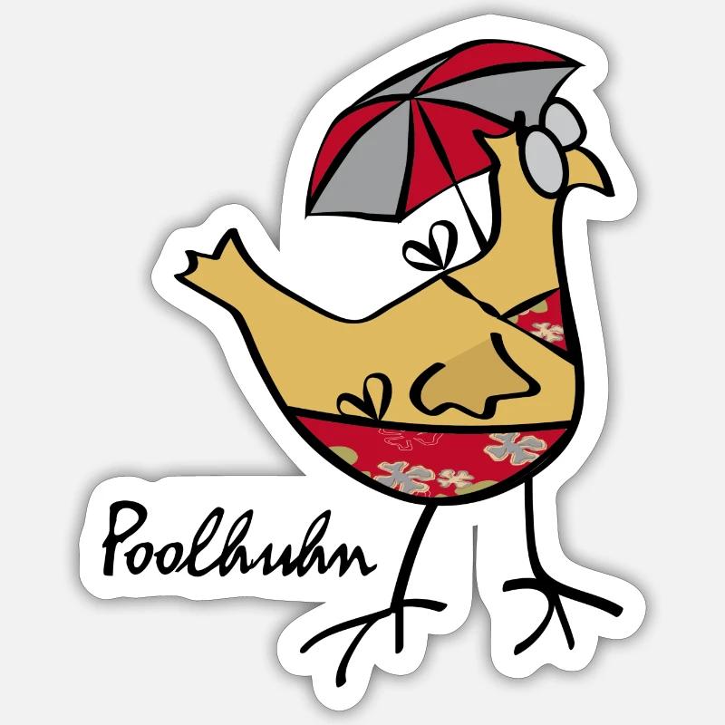 Pool Chicken 2025 - Sticker size S (10 x 10 cm) - white matte