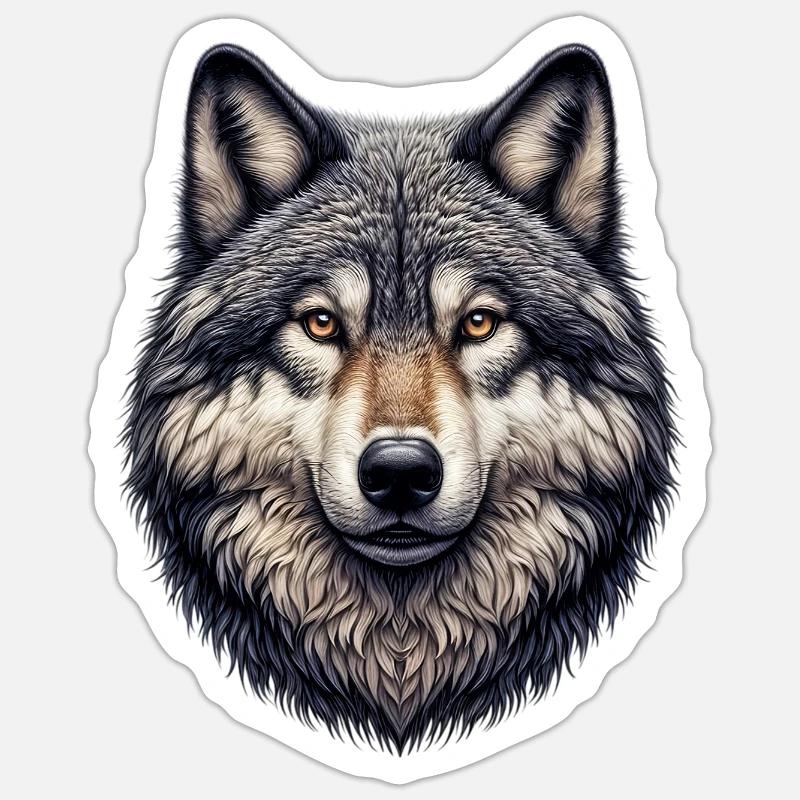 Wolf - Sticker Größe S (10 x 10 cm) - Mattweiß