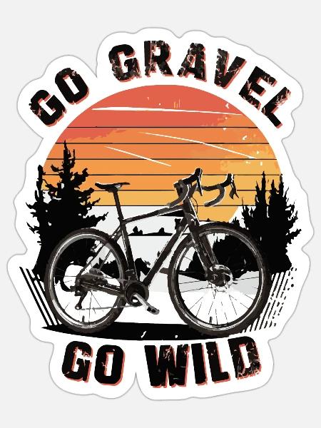 Gravelbike Sonnenuntergangsszene - Sticker Größe S (10 x 10 cm) - Mattweiß