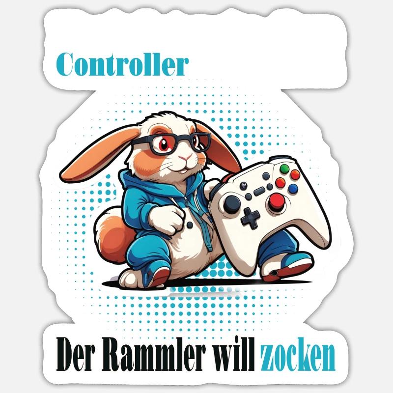 Reicht mit den Controller Hase zocken - Sticker Größe S (10 x 10 cm) - Mattweiß