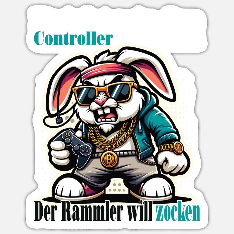 Reicht mit den Controller Hase zocken - Sticker Größe S (10 x 10 cm) - Mattweiß