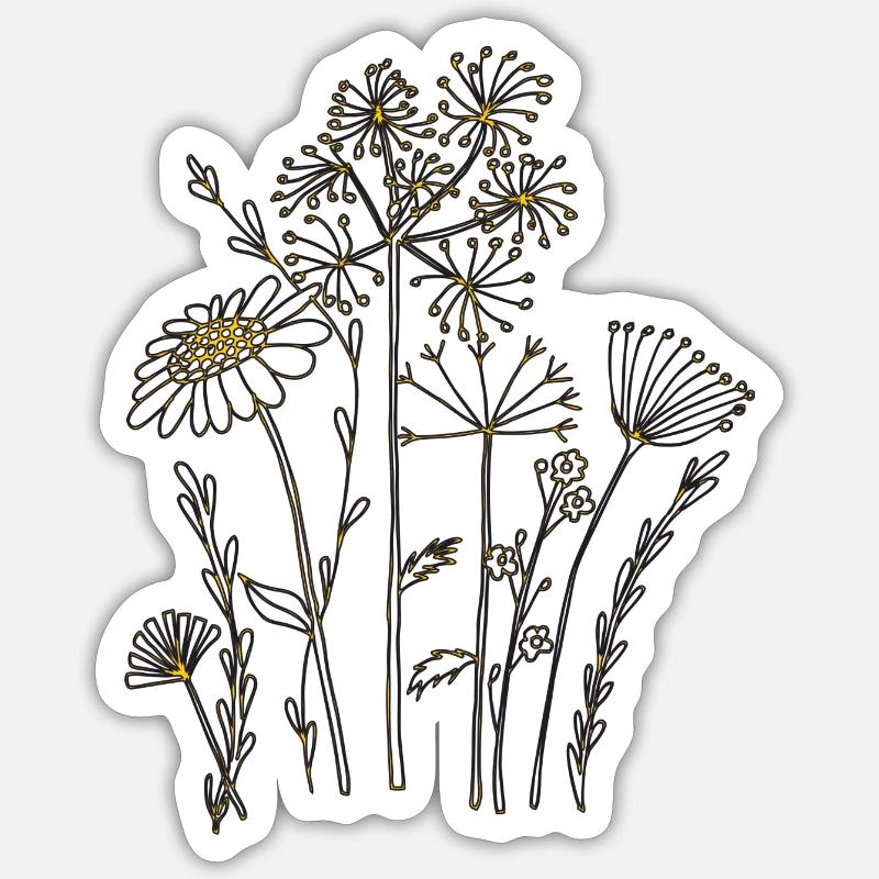 Fleurs séchées Orange - Sticker taille S (10 x 10 cm) - blanc mat