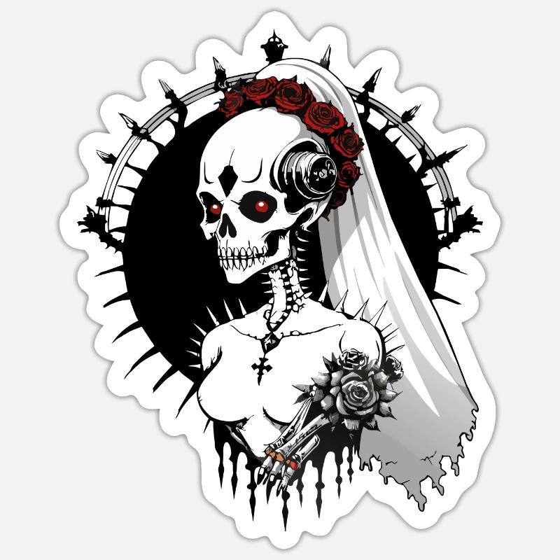 Bride Skull // Skull Bride // Wedding FS0152 - Sticker size S (10 x 10 cm) - white matte