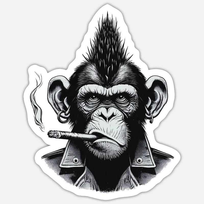 Punk Cigar Chimp Sticker size S (10 x 10 cm)