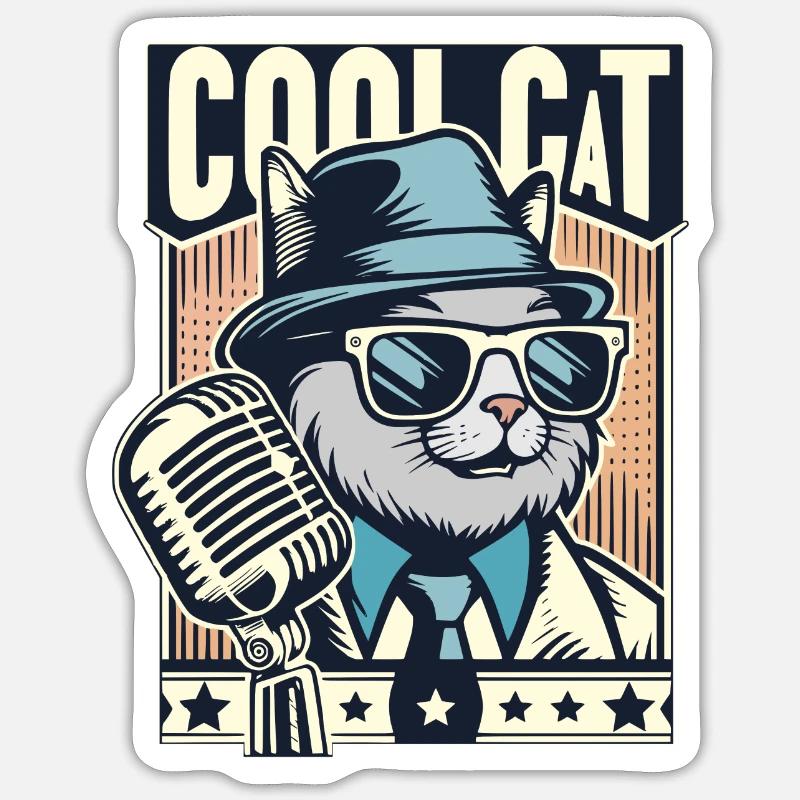 Coolcat (en anglais seulement) - Sticker taille S (10 x 10 cm) - blanc mat