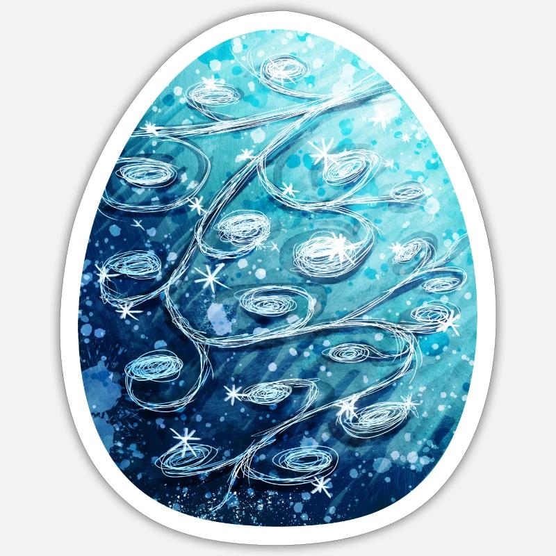 Drachenei Blau - Sticker Größe S (10 x 10 cm) - Mattweiß