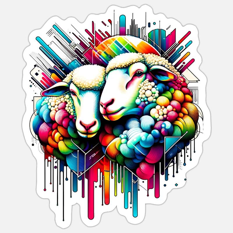 Technicolor Dreams - Neon Sheep - Sticker Größe S (10 x 10 cm) - Mattweiß