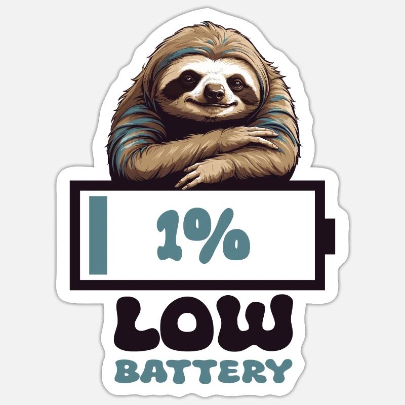 Sloth Empty Battery Sticker size S (10 x 10 cm)