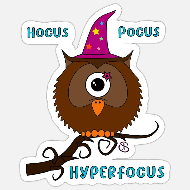 Hocus Pocus Hyperfocus - Sticker taille S (10 x 10 cm) - blanc mat