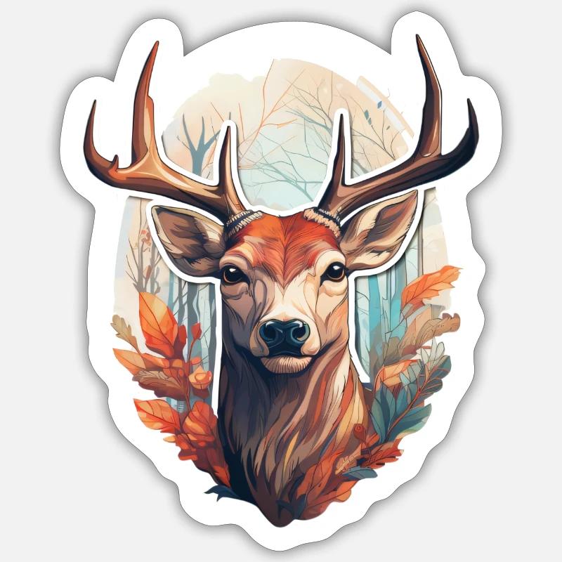 Deer's Head Sticker size S (10 x 10 cm)