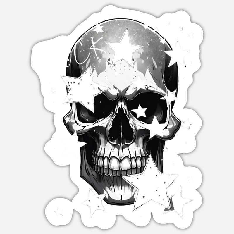 Conception de crâne rocheux Sticker taille S (10 x 10 cm)