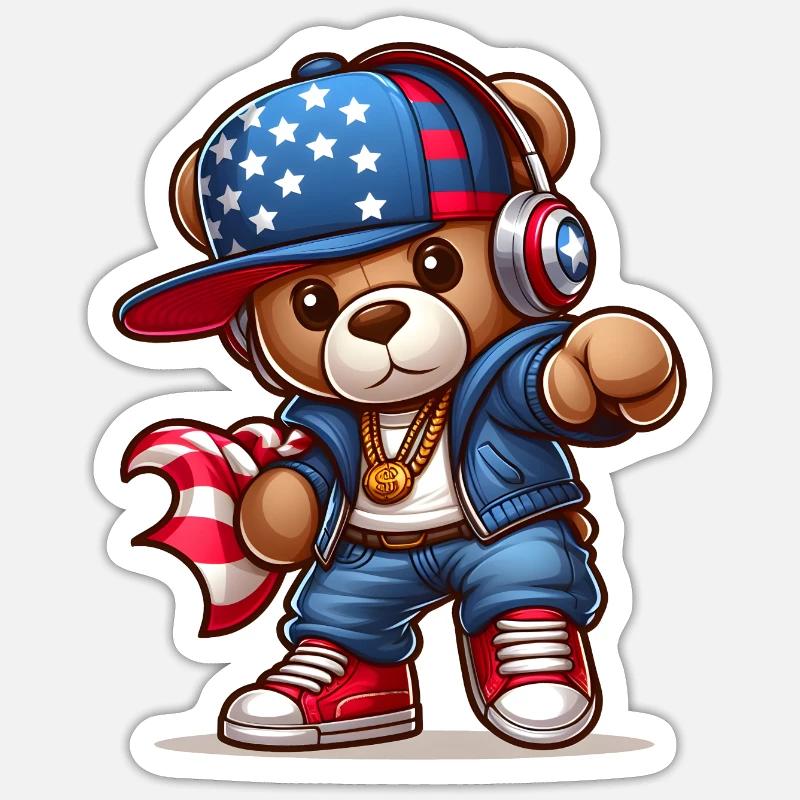 Ourson Cool v2 Sticker taille S (10 x 10 cm)