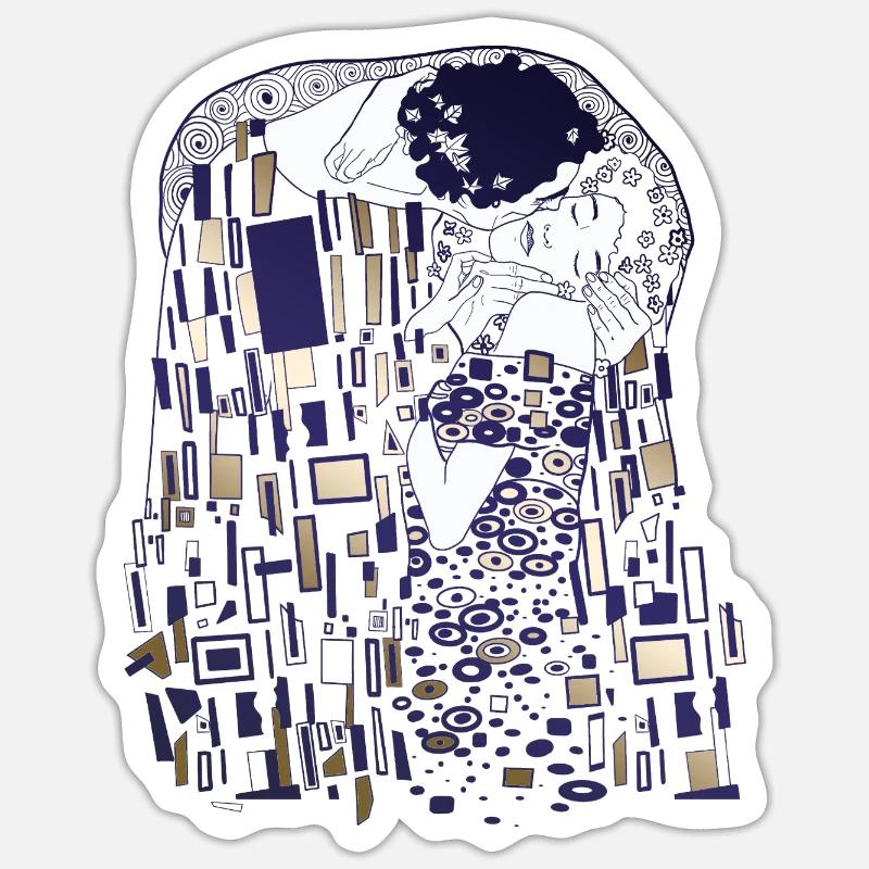 Baiser de Gustav Klimt - Sticker taille S (10 x 10 cm) - blanc mat
