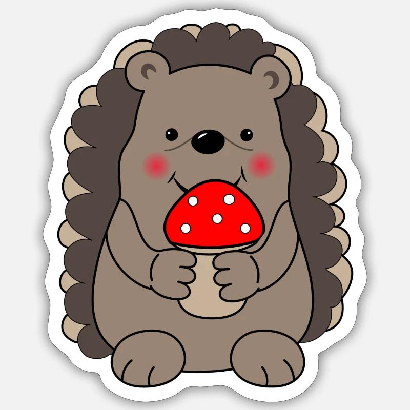 Hedgehog with toadstool Sticker size S (10 x 10 cm)