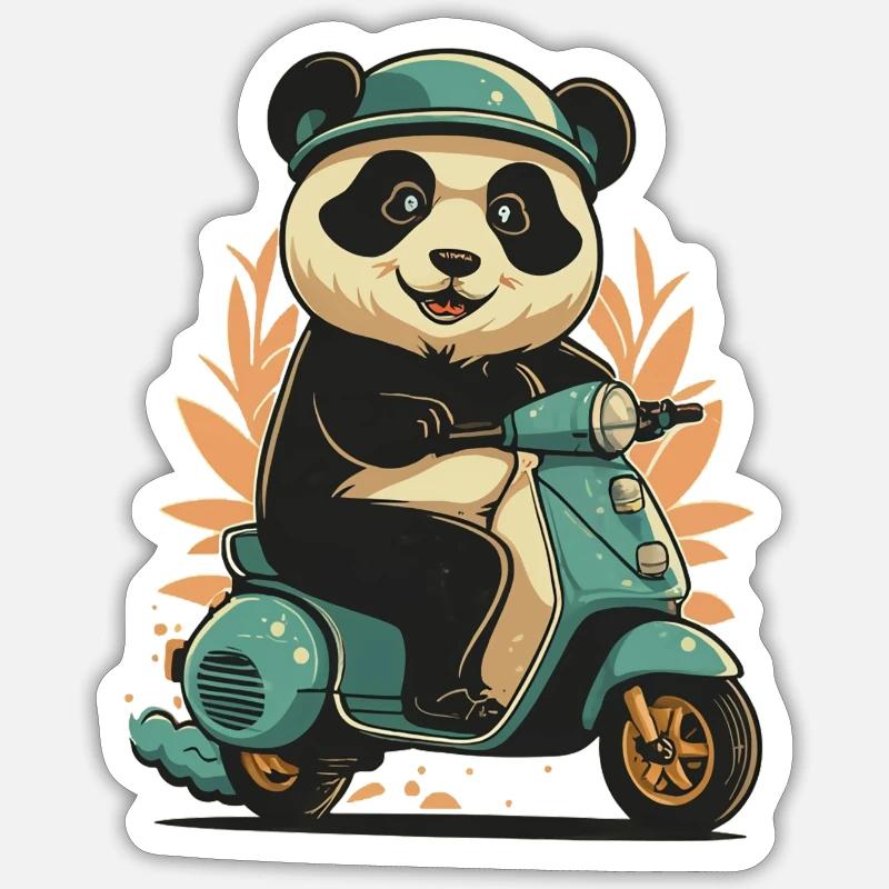 Panda Roller - Sticker Größe S (10 x 10 cm) - Mattweiß